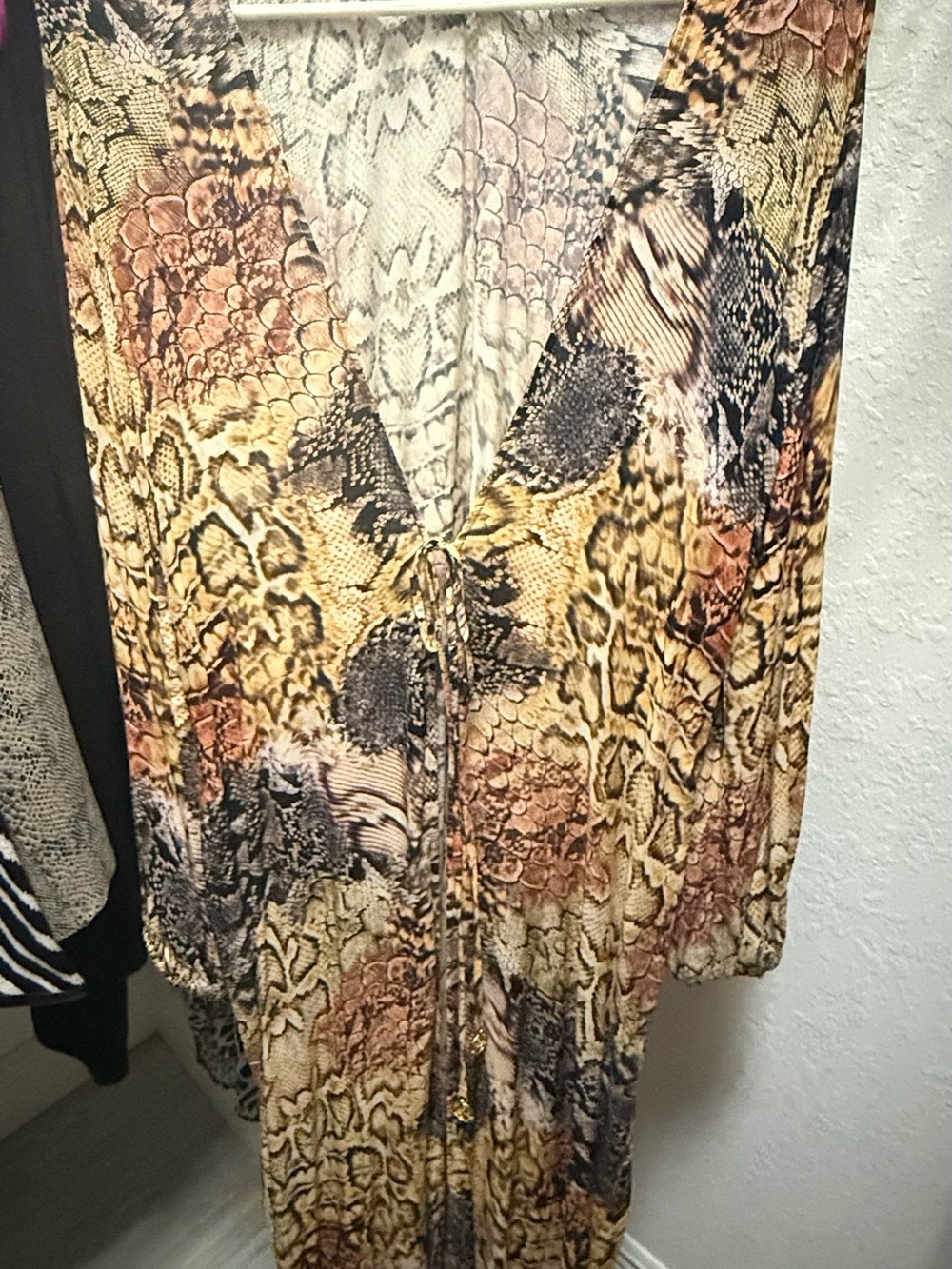 LuliFama NWT Skin Natural Snake Print Tunic in Beige and Black